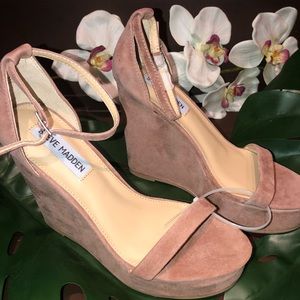 Brand New Blush leather/ nubuk platform wedge